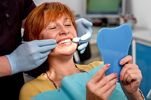 Woman smiling at dentist