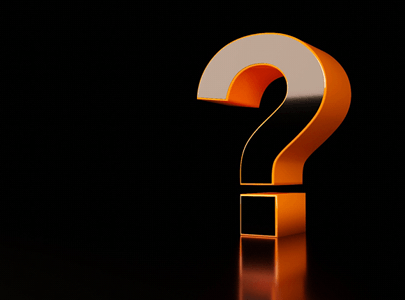 orange question mark on black background