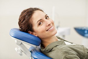 patient smiling before getting root canal in Cary